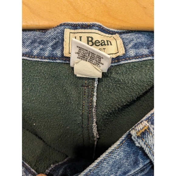 LL Bean Mens Comfort Waist Blue Jeans 38x30 Flannel LINED INSULATED SMALL HOLE - Picture 5 of 5